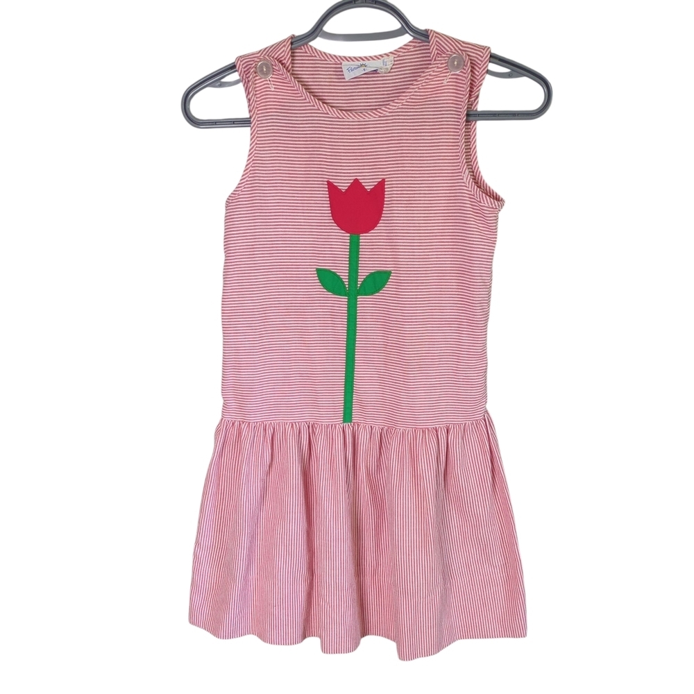 Florence Eiseman Vintage Striped Seersucker Dress Tulip Girls‎ Size 8 - Picture 1 of 6